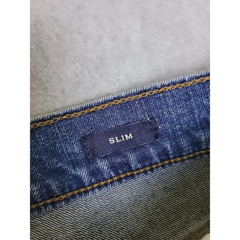 J Crew Outfitters Jeans Mens 33 34x33 Slim Straight Mid Rise Blue Stretch Preppy